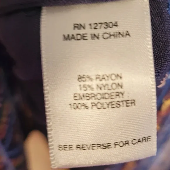 John Mark Blouse Tunic Navy Blue PXL Boho Artsy Embroidered Tassel Wire Collar - Picture 4 of 6